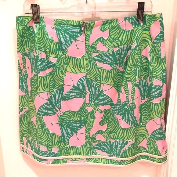 Lilly Pulitzer Skirt White Label Pink and Green Zebra and Butterfly Skirt - Picture 2 of 5